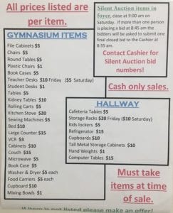 Listed above are items that will be sold at the GFPS Obsolete Equipment Sale.