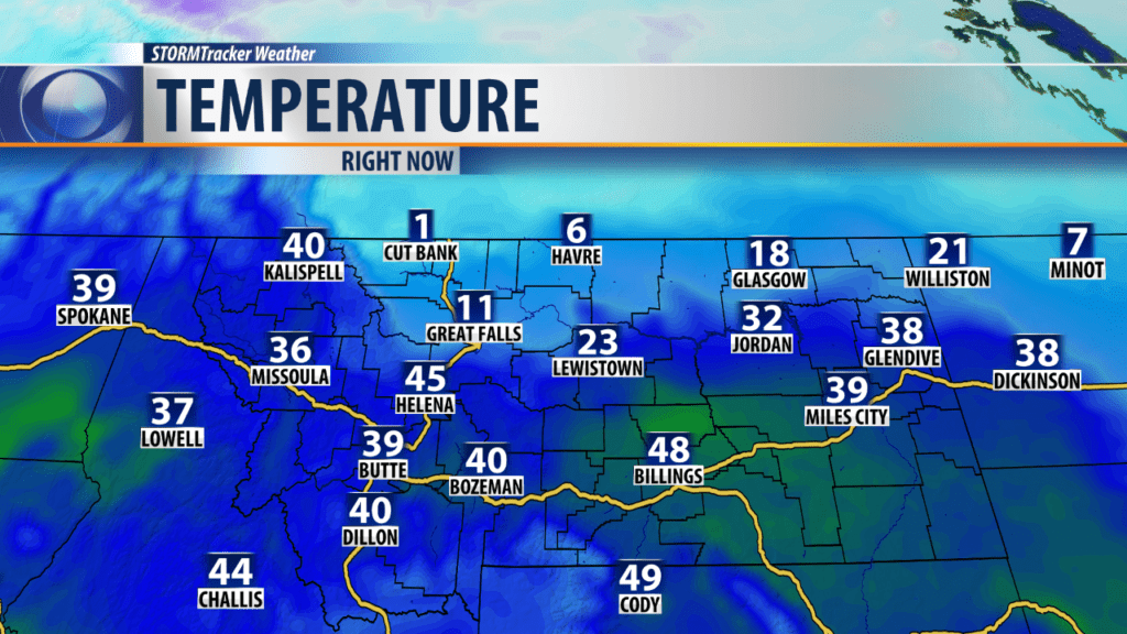 Temperatures dropped dramatically across Montana late Saturday